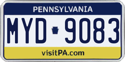 PA license plate MYD9083