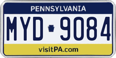 PA license plate MYD9084