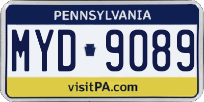 PA license plate MYD9089