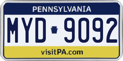 PA license plate MYD9092