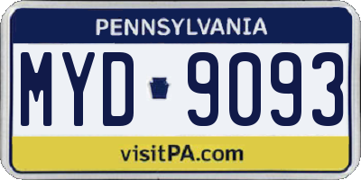 PA license plate MYD9093