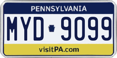 PA license plate MYD9099