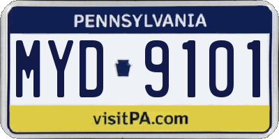 PA license plate MYD9101