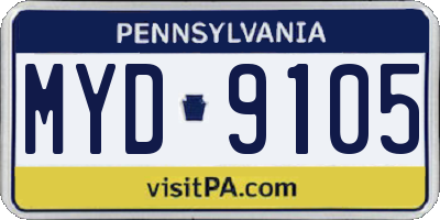 PA license plate MYD9105