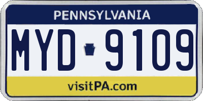 PA license plate MYD9109