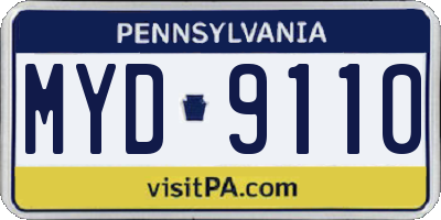 PA license plate MYD9110