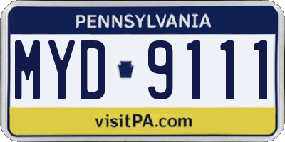 PA license plate MYD9111