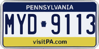 PA license plate MYD9113