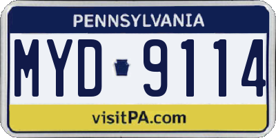 PA license plate MYD9114