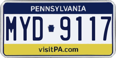 PA license plate MYD9117