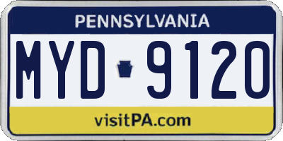 PA license plate MYD9120