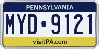 PA license plate MYD9121
