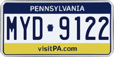 PA license plate MYD9122