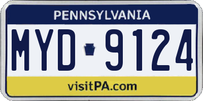 PA license plate MYD9124