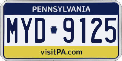 PA license plate MYD9125