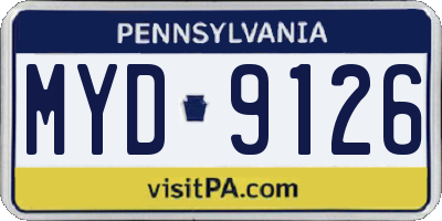 PA license plate MYD9126