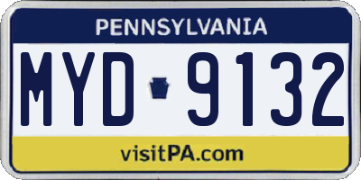 PA license plate MYD9132