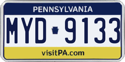 PA license plate MYD9133
