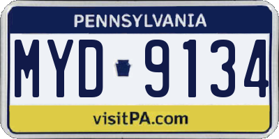PA license plate MYD9134
