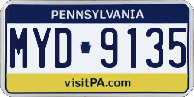 PA license plate MYD9135