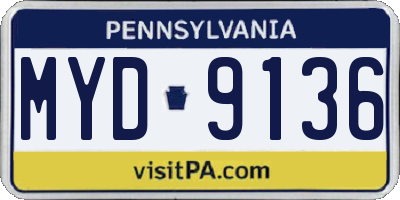PA license plate MYD9136