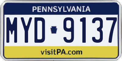 PA license plate MYD9137