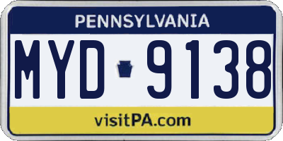 PA license plate MYD9138