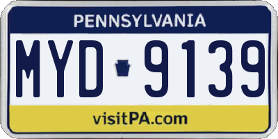 PA license plate MYD9139