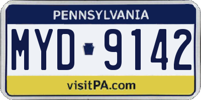 PA license plate MYD9142
