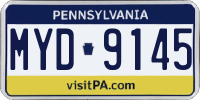 PA license plate MYD9145