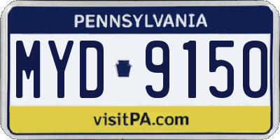 PA license plate MYD9150