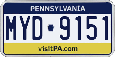 PA license plate MYD9151