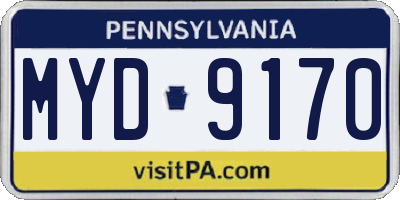 PA license plate MYD9170