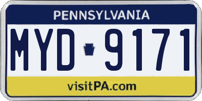 PA license plate MYD9171