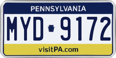 PA license plate MYD9172
