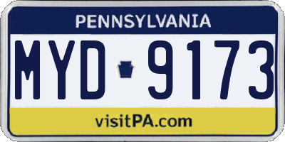 PA license plate MYD9173