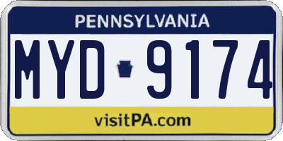 PA license plate MYD9174