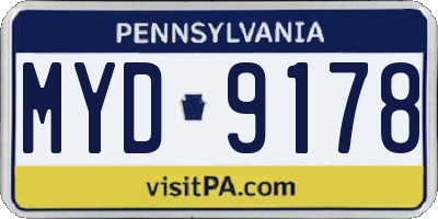 PA license plate MYD9178