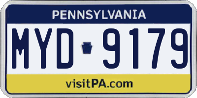 PA license plate MYD9179