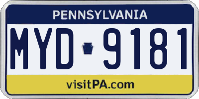 PA license plate MYD9181