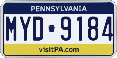 PA license plate MYD9184