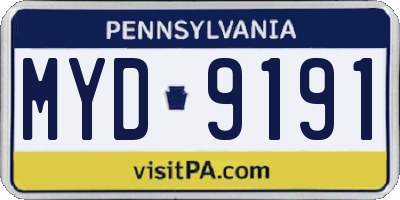 PA license plate MYD9191
