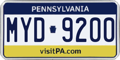 PA license plate MYD9200