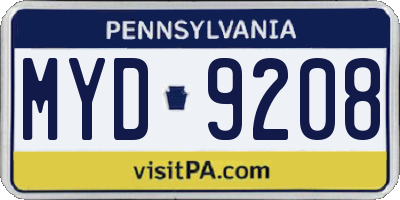 PA license plate MYD9208