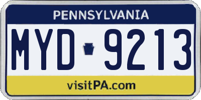 PA license plate MYD9213