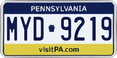 PA license plate MYD9219