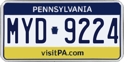 PA license plate MYD9224