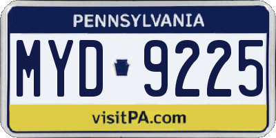 PA license plate MYD9225