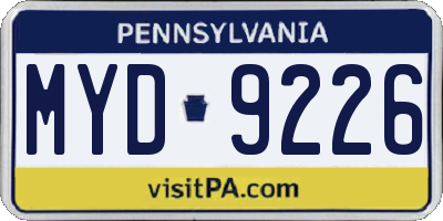 PA license plate MYD9226