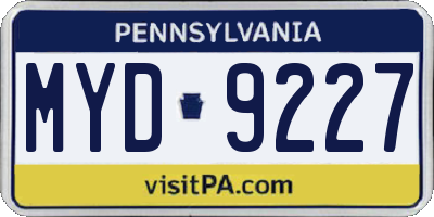 PA license plate MYD9227